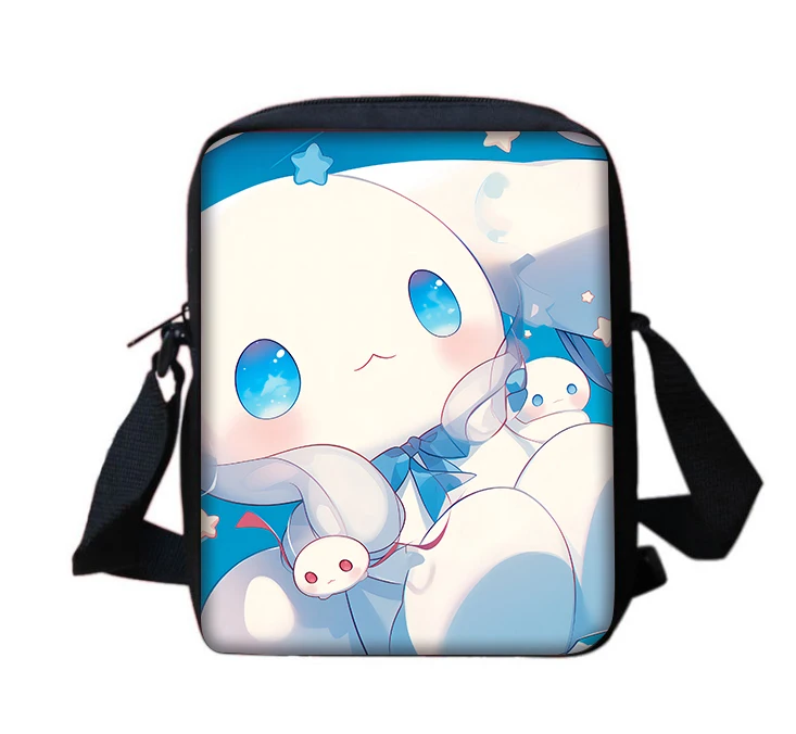 Lindo dibujo animado Sanrioes Cinnamoroll niño niñas impreso bandolera de hombro niño bolso Casual hombres mujeres teléfono bolsa de compras