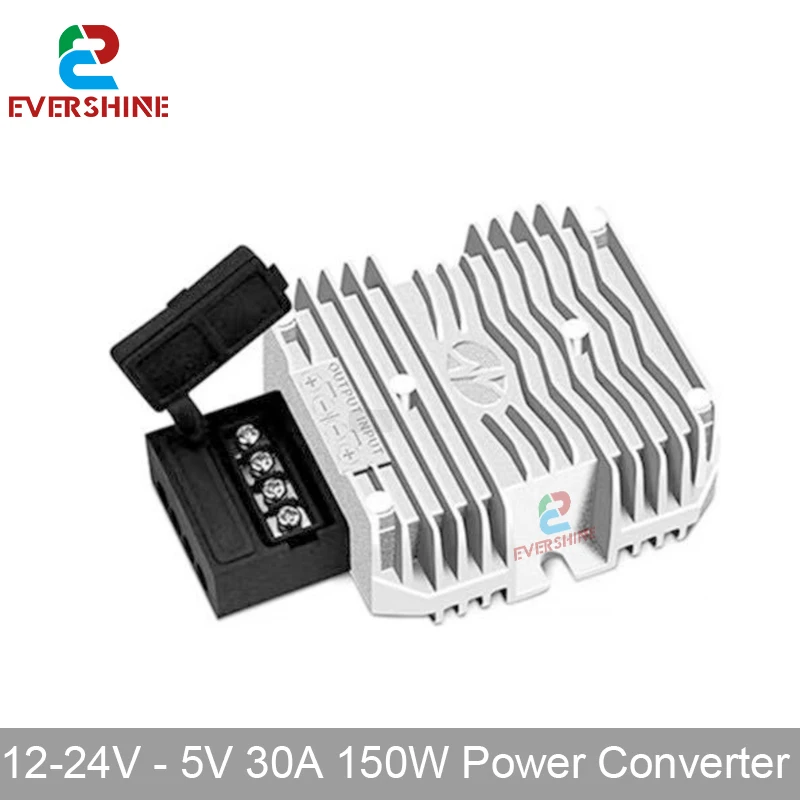 DC12-24V(10V~35V)-5V 30A 150W waterproof step-down module car LED display power supply DC-CD DC power converter