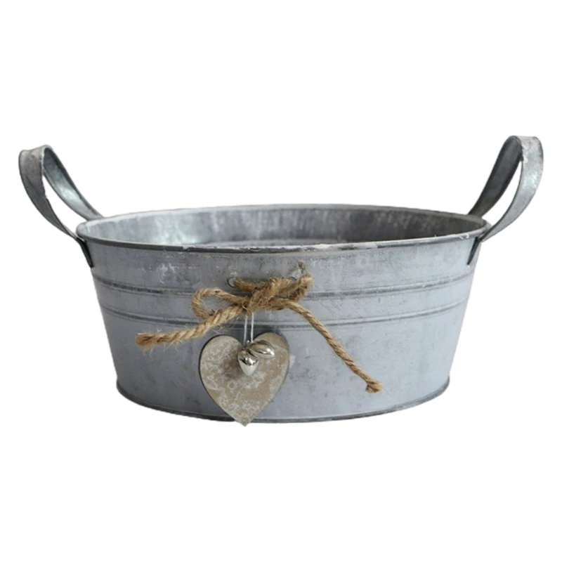 

1 Pack Small Galvanized Buckets Oval Metal Pails for Plants, Rustic Home Decor