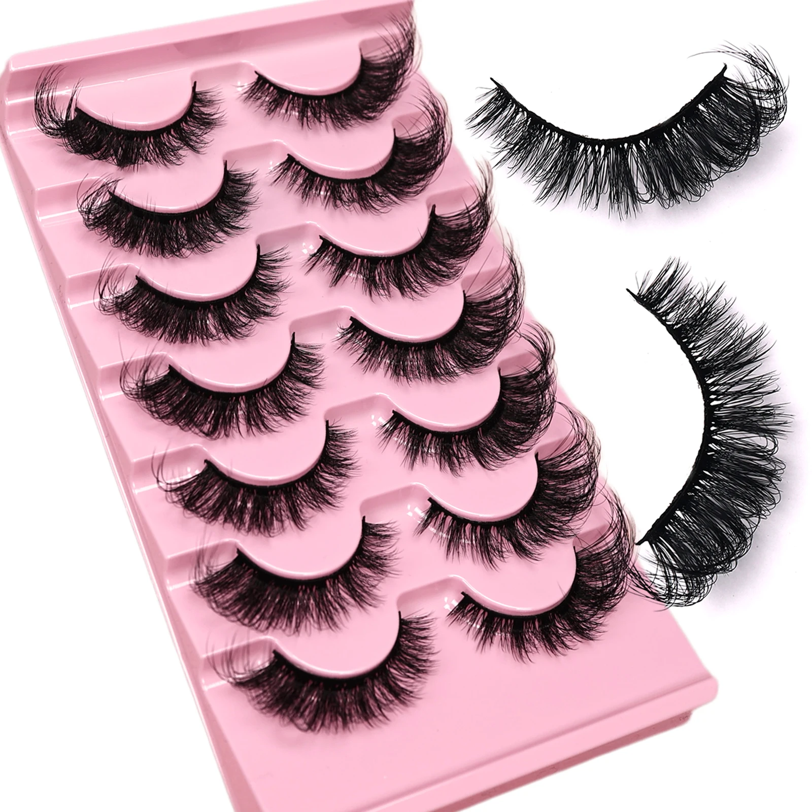 Fox Eye Lashes 7 Paar Falsche Wimpern aus Kunstnerz 3D Dicke Natürliche Dramatische Wimpern Wiederverwendbares Augen-Make-up für Tägliche Party-Cosplay – Detail 3