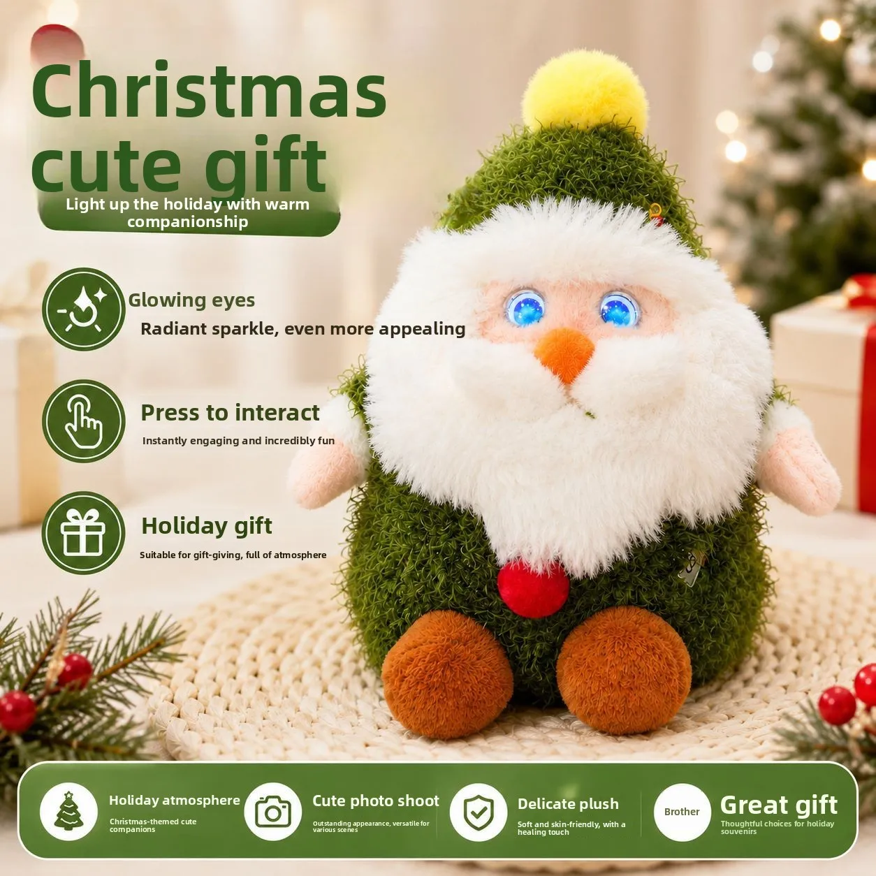 AI toy Santa Claus cute doll plush toy doll Christmas Eve Christmas tree voice dialogue