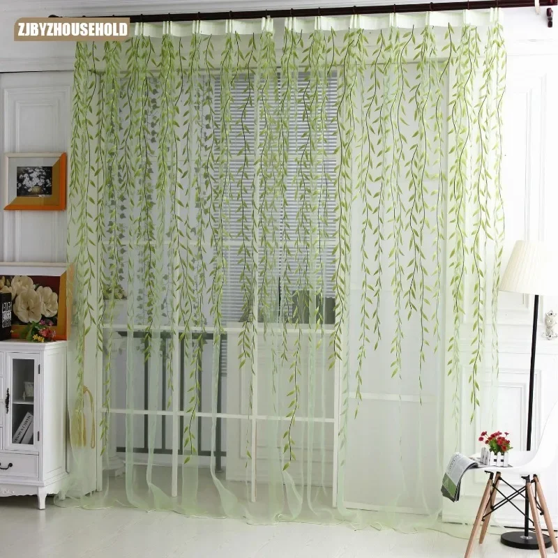 

Custom Size Willow Leaf Finished Window Screen Curtains for Living Dining Room Bedroom
