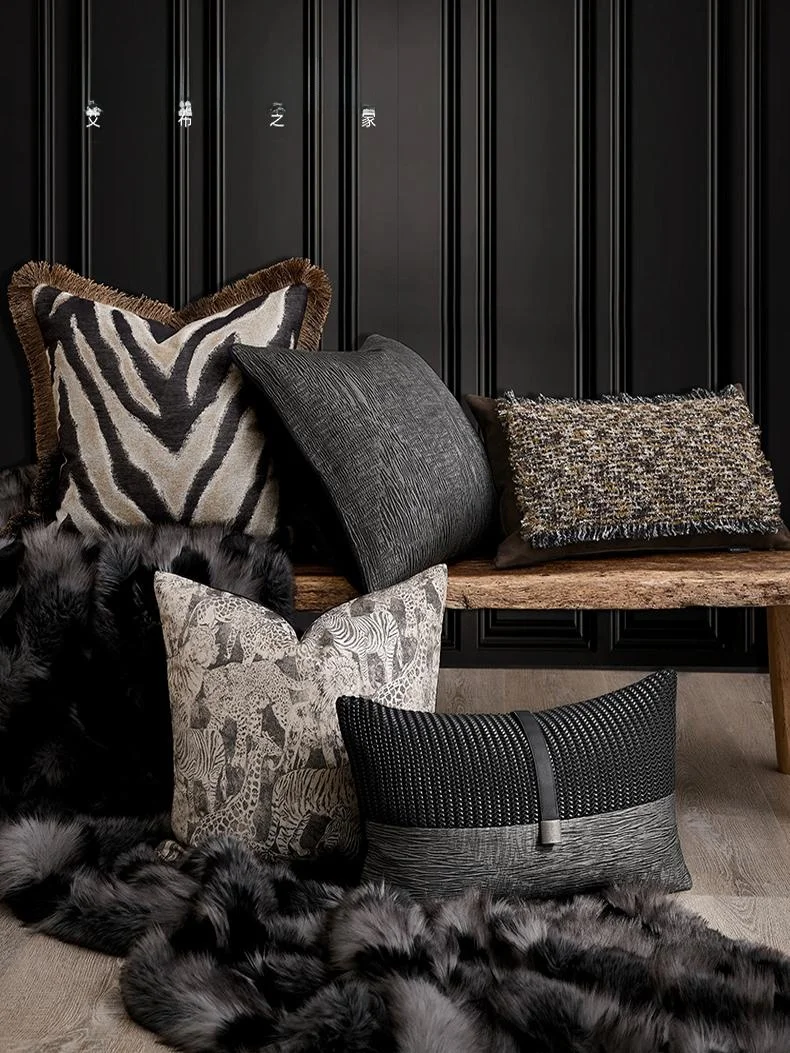 

Polyester Sofa Pillow for Living Room Zebra Stripe Lion Print Sample Room Soft Decoration Pillow High End Design