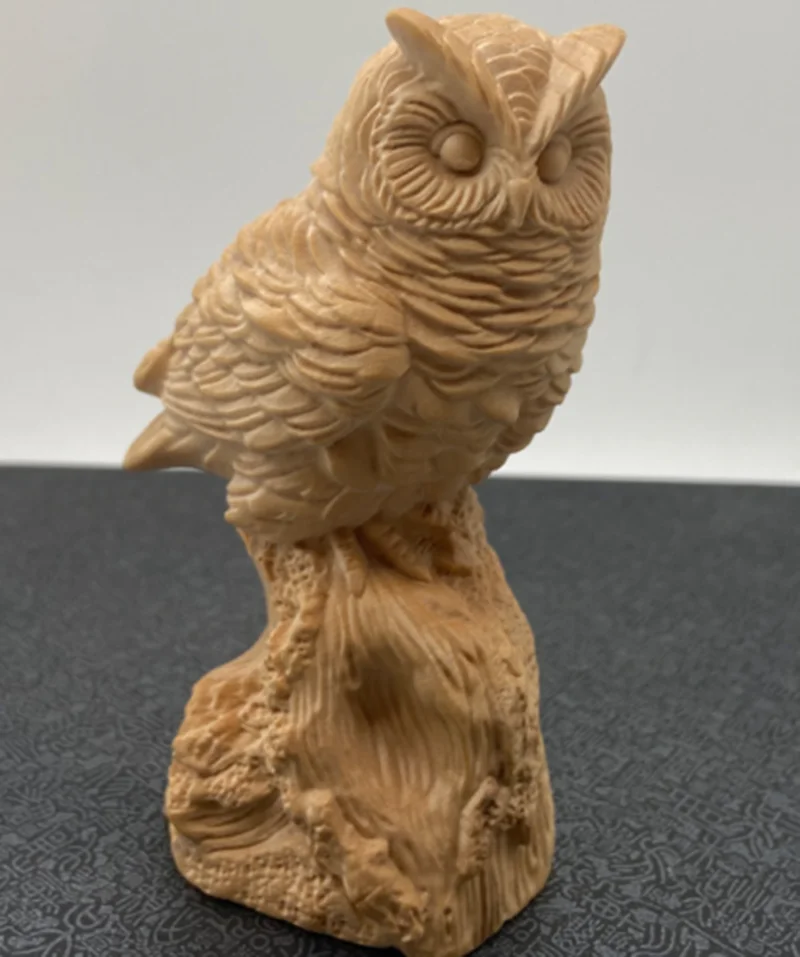 MU006 - 11 x 5 5 Boxwood Figurine Carving Animal Statue Beautiful Owl