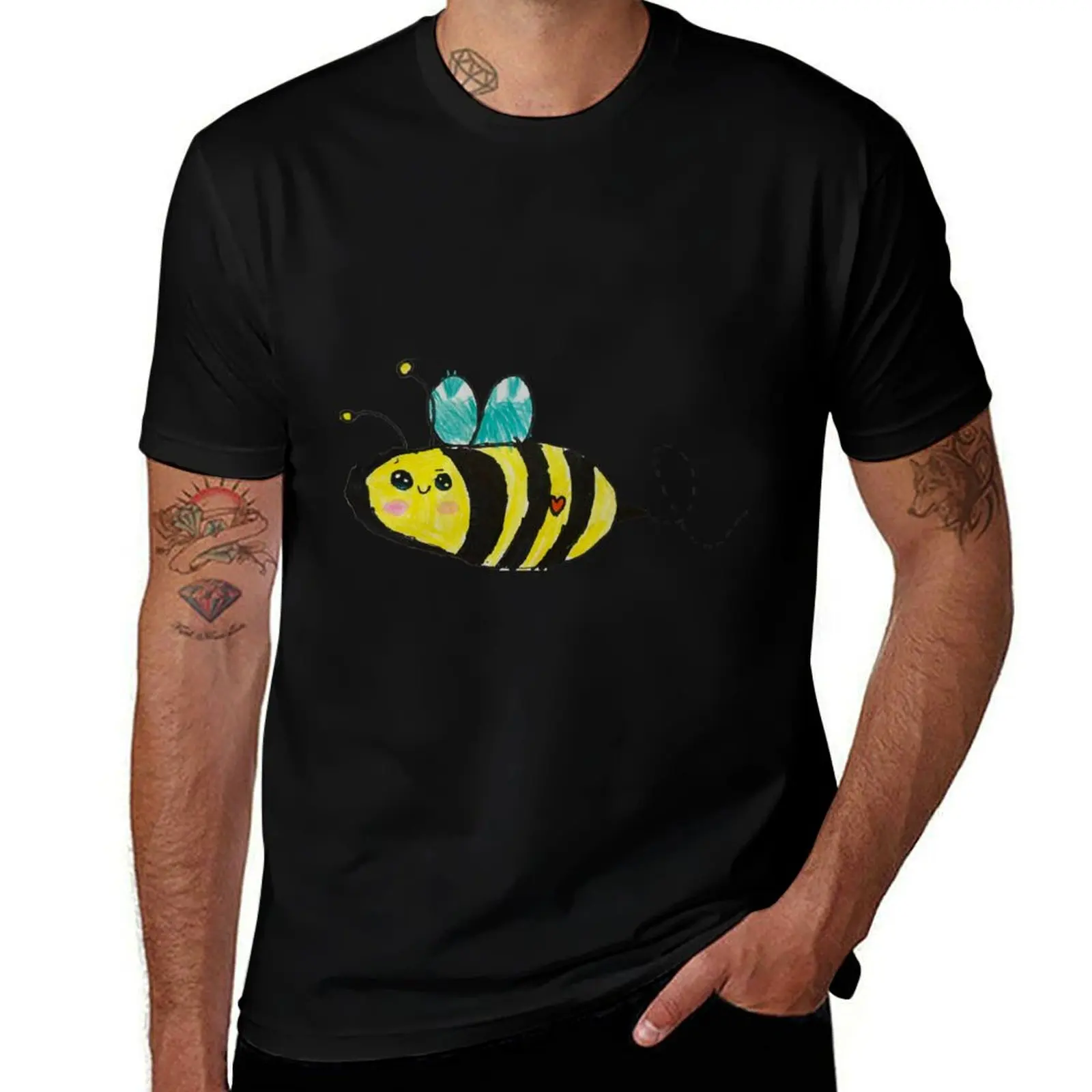 Bee - Cute Cartoon Kid Drawing T-Shirt Classic Graphic Short Sleeve Top T-Shirt