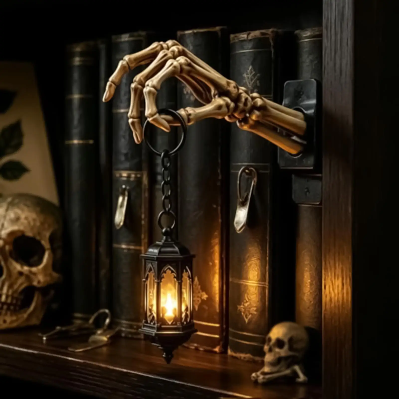 Library Lantern Skeleton Hand Wireless Reading Lighting LED Bookcase Light For Kids Teens Adults Students Readers Writers
