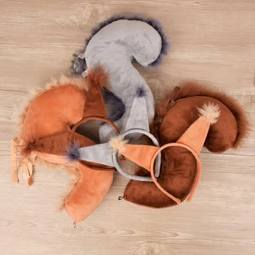 

Squirrel Headband Tail Lovely Funny Headpiece Long Tail Squirrel Hair Hoop Halloween Costume Cosplay Tail Hair Accessories