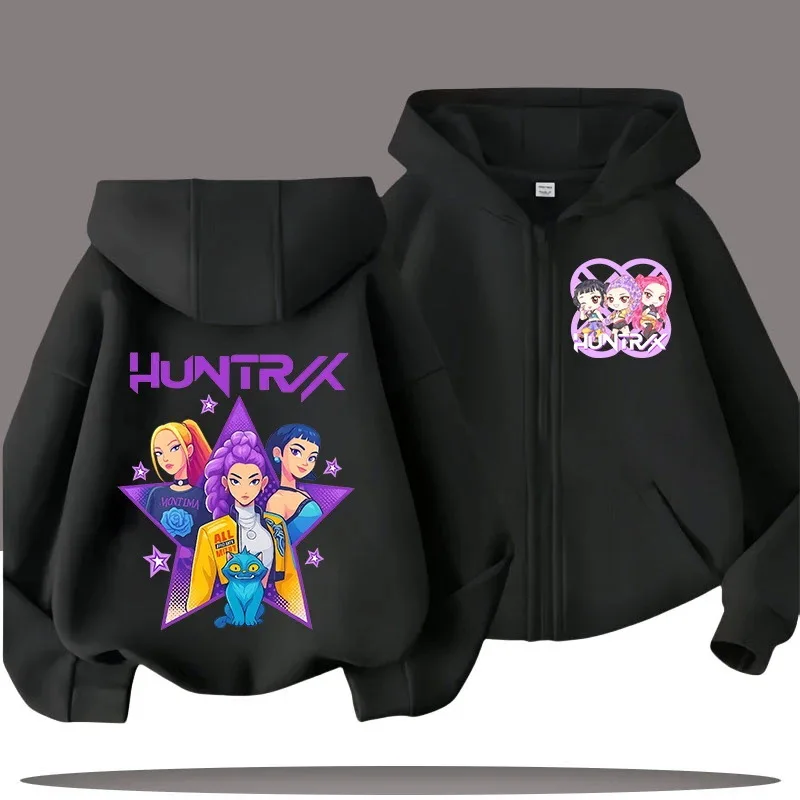 زمم البلوز Huntrix Kpop شيطان الصيادين الأطفال هوديس الفتيات بلايز عادية الأولاد ملابس رياضية الكرتون سستة هودي الاطفال معطف