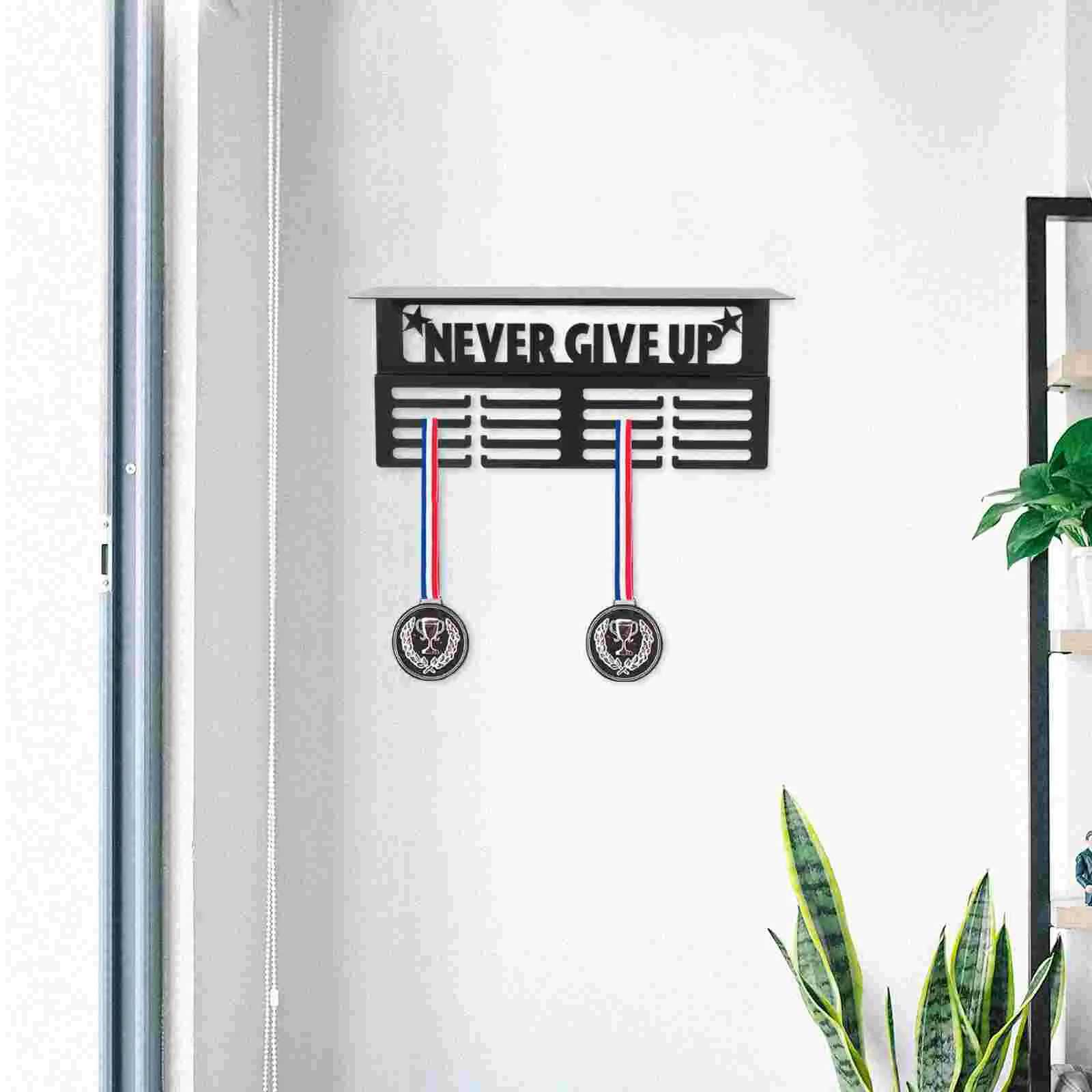 Soporte de exhibición de medallas, colgador deportivo, estante para trofeo de fútbol con ganchos para soporte de pared, montado en la pared
