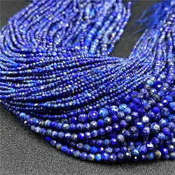 Natural Stone Lapis Lazuli Beads 2/3/4MM Round Faceted Tourmaline Garnet Quartz Loose Beads For Jewelry Making DIY Bracelet 15