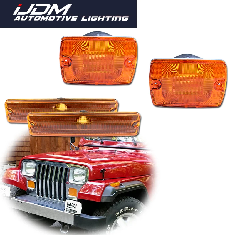 Dla 1987-1995 Jeep Wrangler YJ Obudowy przedniego zderzaka samochodowego i przedniego bocznego światła obrysowego bez żarówki / gniazda