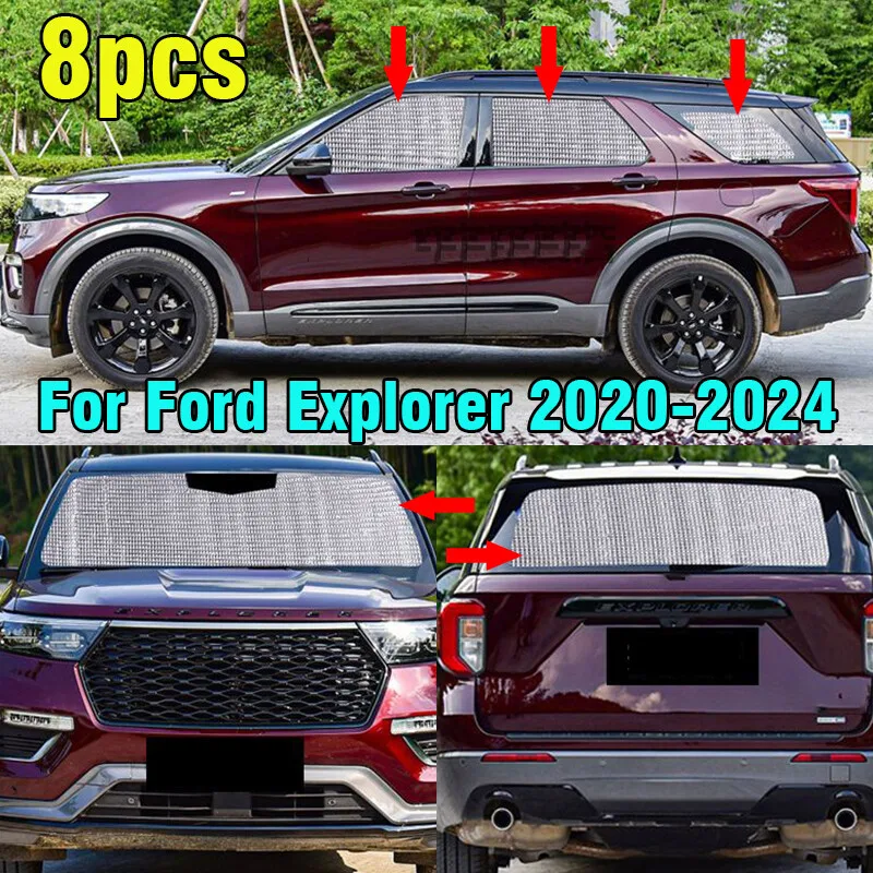 

8X Front Side Rear Windshield Window Block Sunshade Privacy For Explorer 2020-24