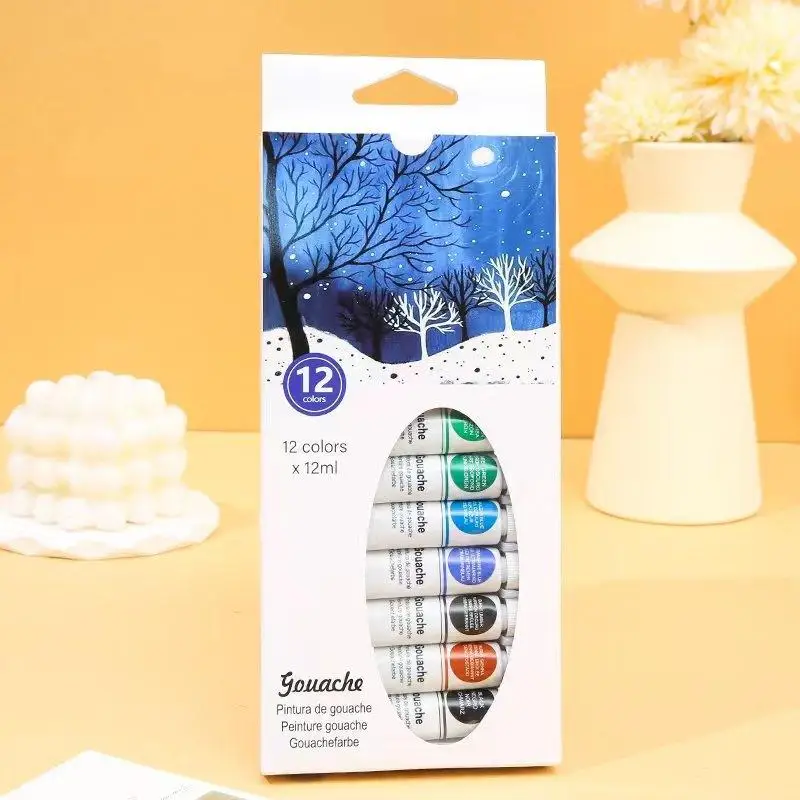 12 Color /12ml/6ml Single Box Gouache Pigment for Art Students Special Drawing Painting Pigment Tube