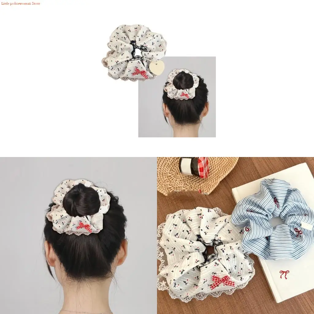 F92D Colorful Striped Hairtie Elastic Scrunchie for Dance Event Stretchable Ponytail Holder Hair Circle for Women Daily Wear