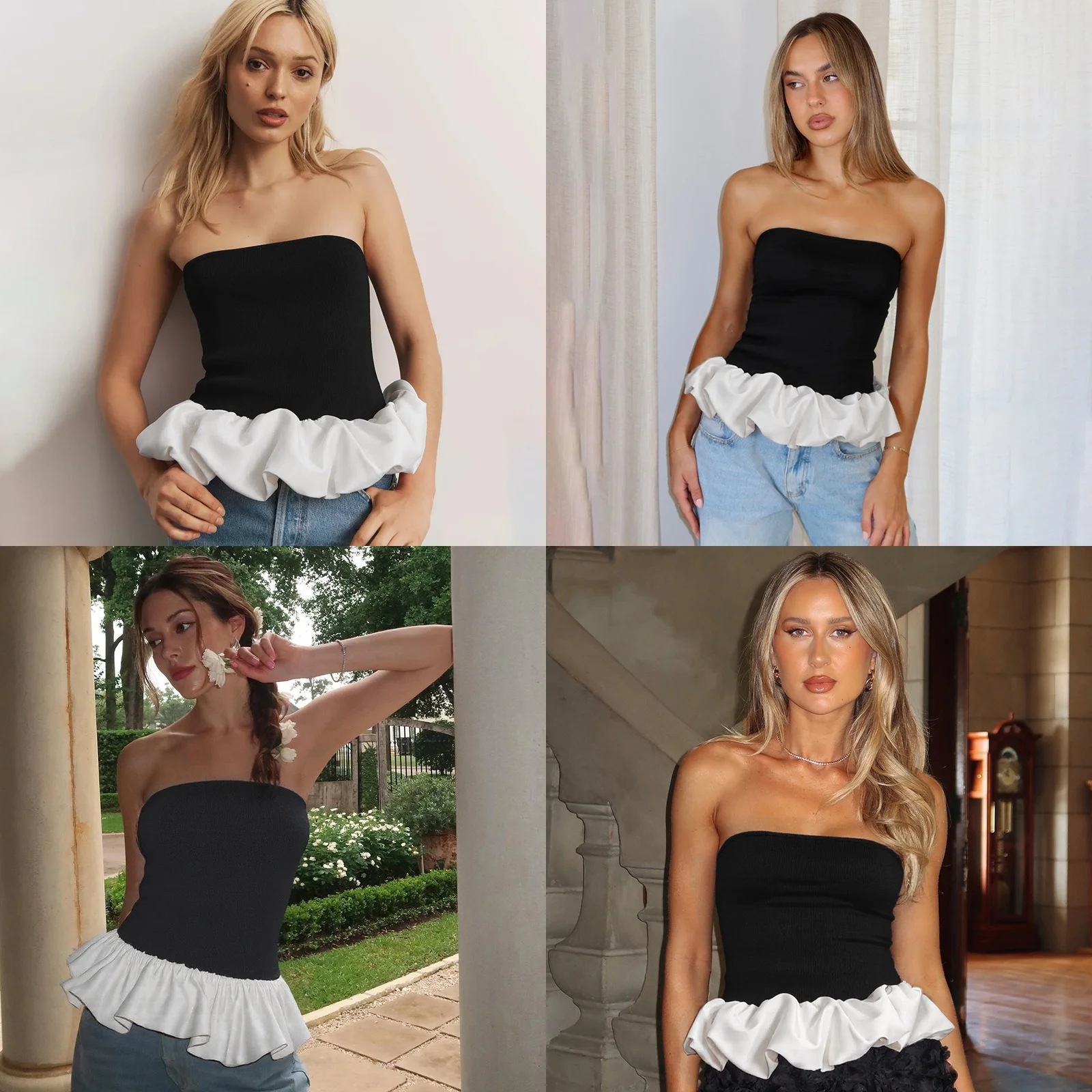 Fashion Sexy Tube Top Summer Blouse Tops Women Corset Top Sleeveless Shirt Spring Summer Evening Dress Party Wear