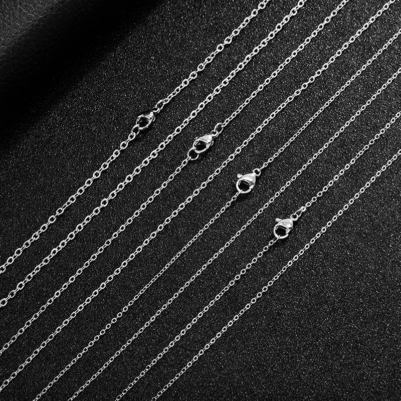 1Pc 1.2mm-4mm Stainless Steel Link Chain DIY Necklaces Jewelry Making 40cm -90cm Chain with Lobster Clasp