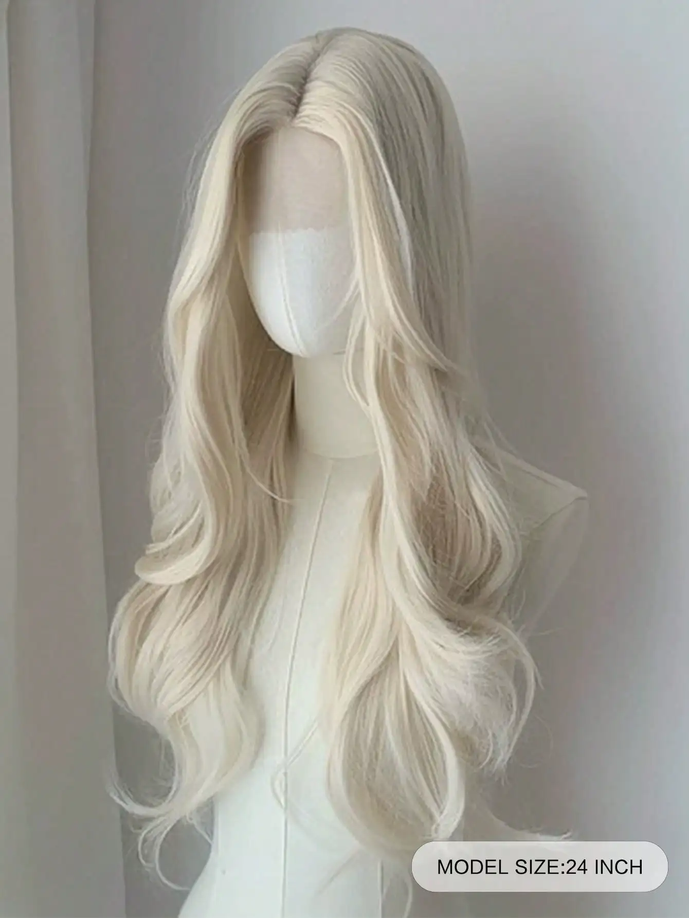 Blonde Golden Synthetic Lace Front Wigs Long Curly Wavy Hair Natural Wig for Women Middle Part Wigs Cosplay Party Heat Resistant