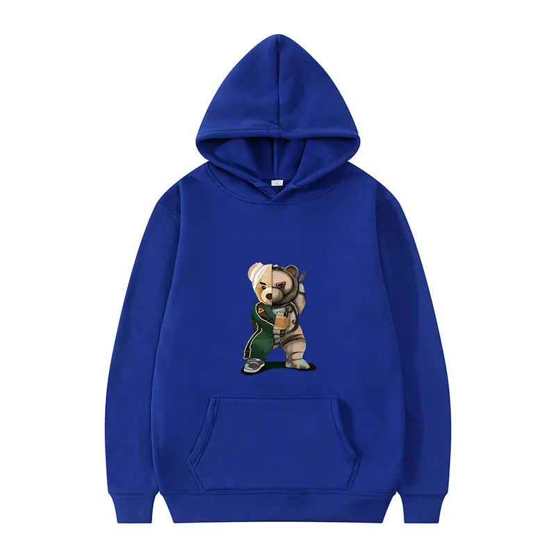 Autumn and winter street hoodies for warmth, loose fit, home sportswear, couple\'s new product, fashionable teddy bear printed jo