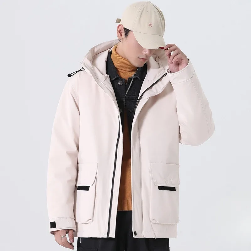 Jaket bulu angsa pria trendi musim dingin, jaket kerja baru, bulu angsa tebal, gaya yang sama dengan jaket hangat serbaguna pasangan yang populer