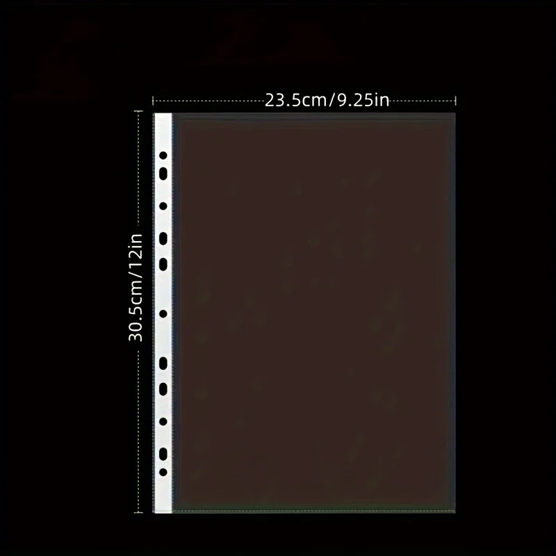 100pcs File Bags,11.89 X 9.17 Inches 11-hole Plastic Page Protectors, Suitable For 3-ring Binders Suitable For Standard A4 Paper