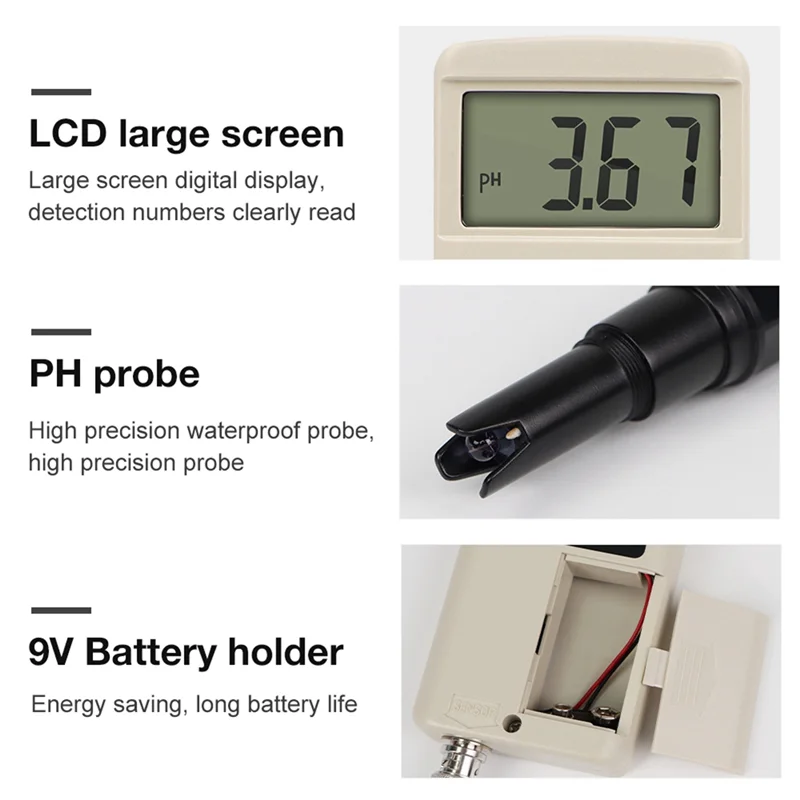 

B50C Water Quality Tester Portable Acidity Meter PH Value Detection For Laboratory, Drinking Water, Aquariums, Hydroponics