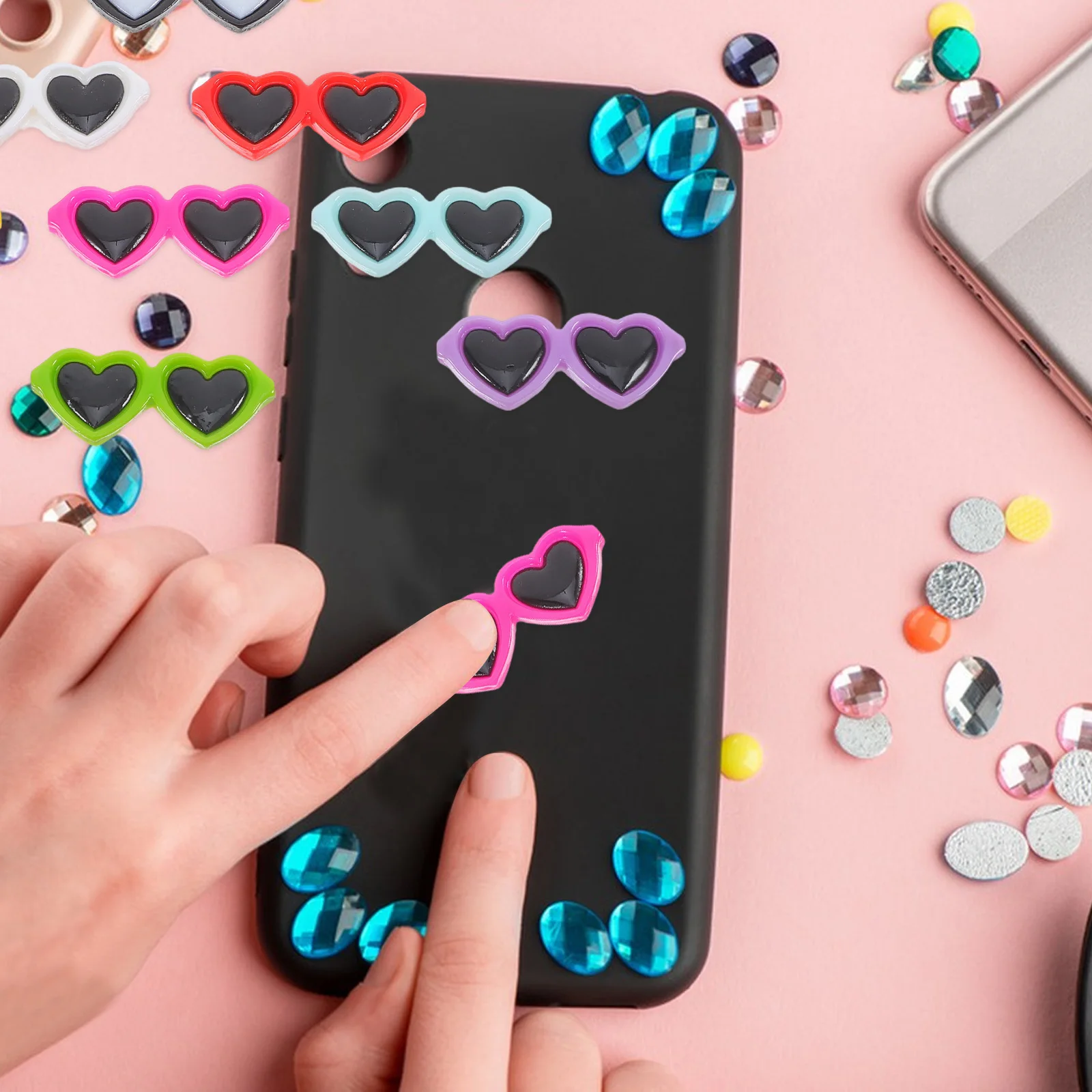 20 piezas gafas de amor, accesorios de resina, decoración de funda de teléfono DIY, Material artesanal para joyería, ropa, accesorios para el cabello, arte