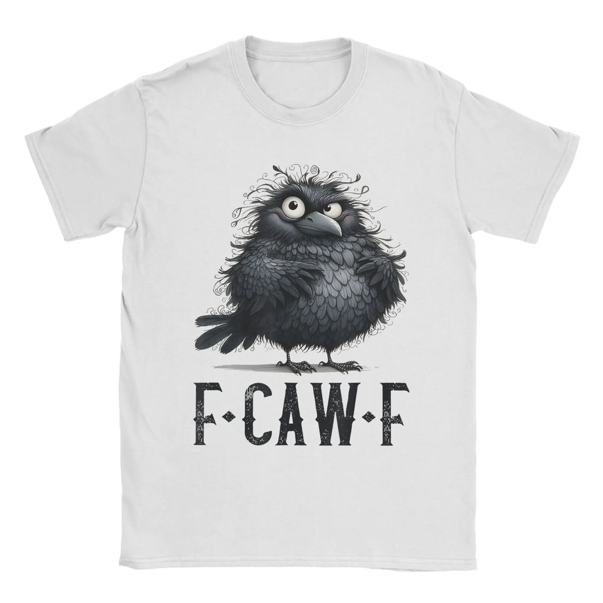 

F-Caw-F Черная ворона Черная птица Забавная ворона Футболка Мужские хлопковые футболки Летняя футболка с круглым вырезом в стиле хип-хоп с узором Одежда больших размеров
