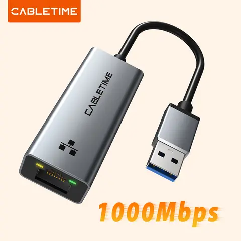 CABLETIME USB A Ethernet Adapter 100/1000 Mbps USB 3.0 RJ45 Network Card for Nintendo Switch Macbook Laptop Internet Adapter