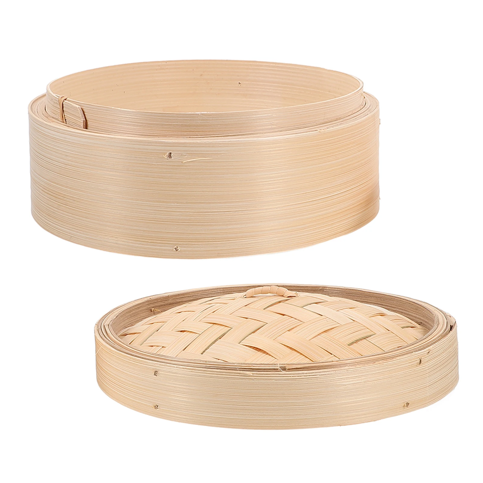 

2Pcs Bamboo Steamers 8 Inch Healthy Kitchen Tools Covers Lotus Leaf Rice Chinese Dim Sum Cookers 8 Inch Bamboo Steamers