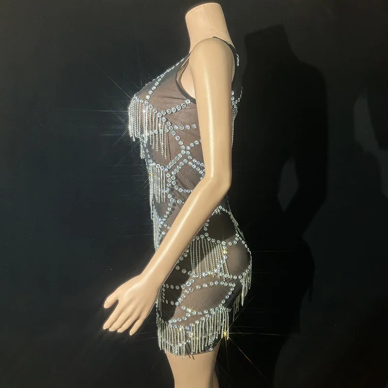 بار ملهى ليلي أداء شبكة سوداء منظور مثير مزاجه فستان سهرة الحدث المضيف مساء نموذج Vestidos Fiesta De Lujo