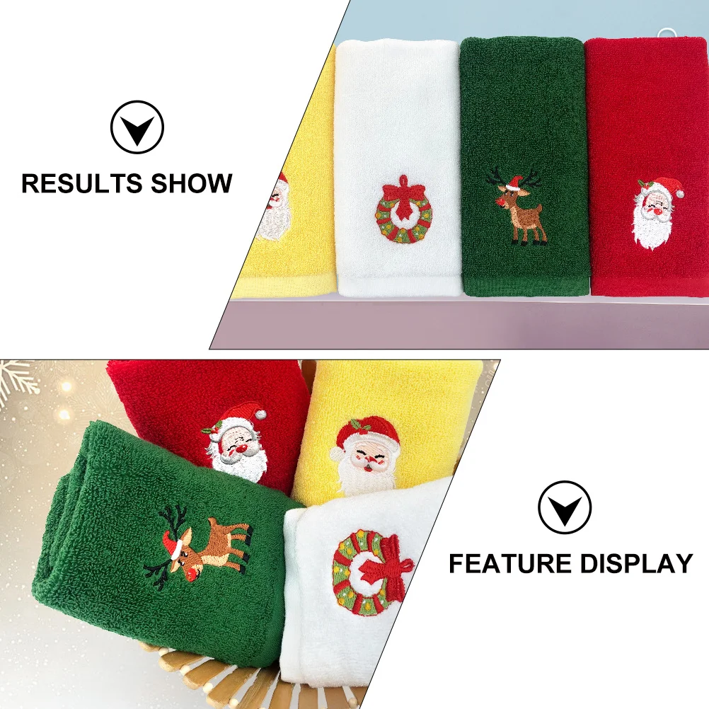 

2pcs Embroidery Towel Set 44X32Cm Pure Cotton Christmas Theme Face Dish Towel Xmas Gift Cotton Cleaning Cloth Home Holiday Decor