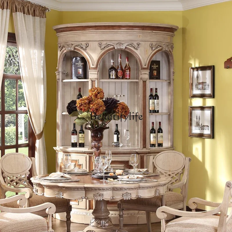 

yj19 European display cabinet household living room dining room decorative glass door curved jewelry cabinet
