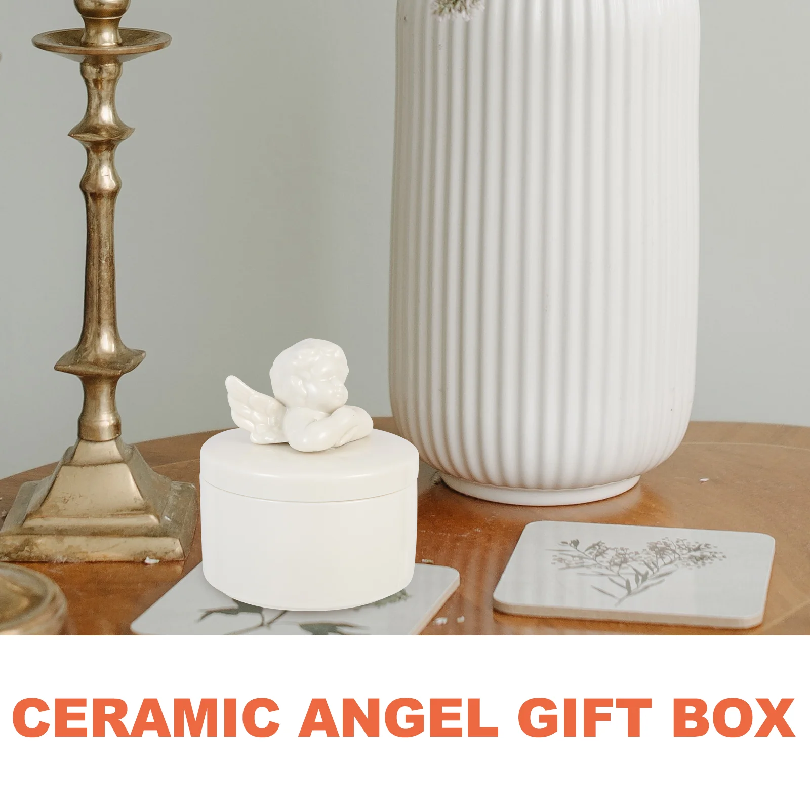 Decor Ceramic Angel Gift Box Jewelry Case Storage Jars Vintage White Earring Cases Miss