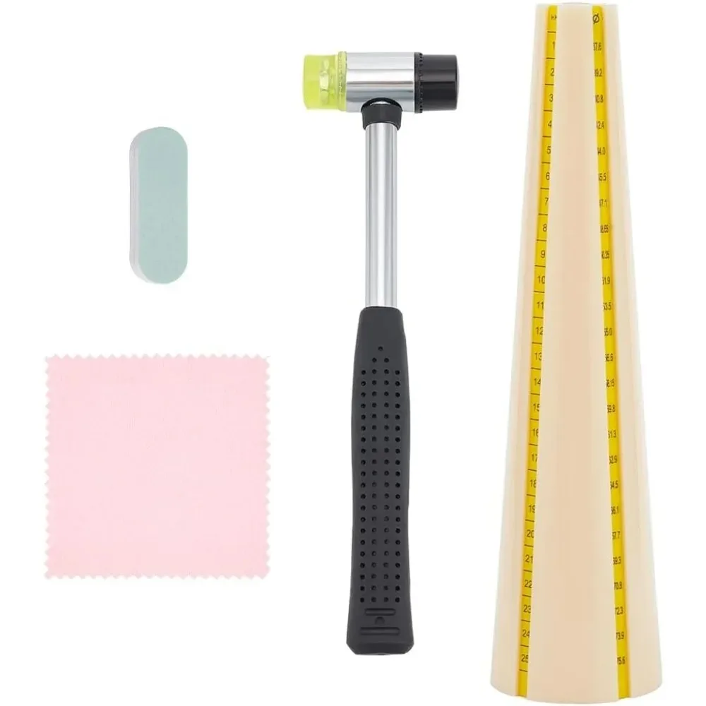 

1 комплект, оправка для браслета, пластиковый увеличитель для браслета, оправка, инструмент для измерения размеров с двусторонним мягким молотком, комплект для изготовления ювелирных изделий