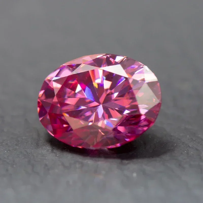 Moissanite Stone Pink Color Oval Cut VVS1 with GRA Certificate for Gemstone Charms Beads Top Jewelry Making Materials