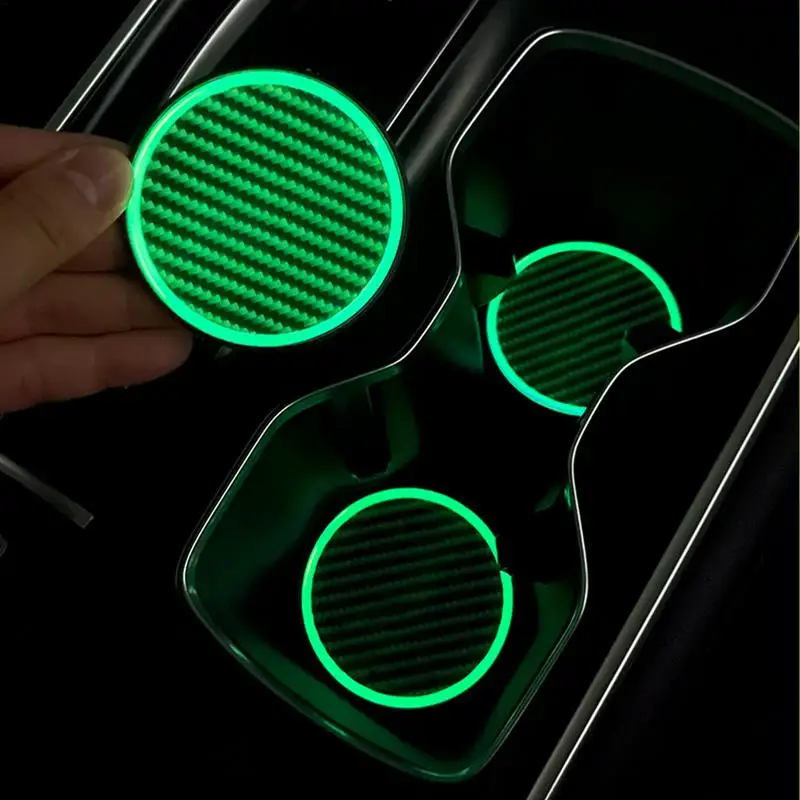 Night Light Cup Holder Lights Night Glowing Coasters with Color Gradient Luminescent Automatic Insert Interior Atmosphere Lamps