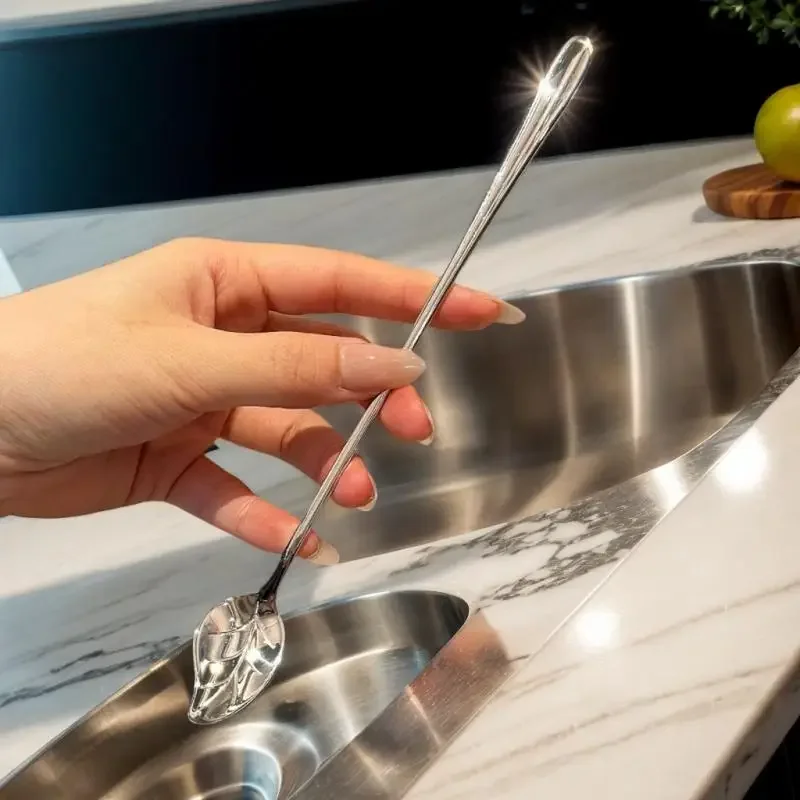 Cuchara mezcladora de acero inoxidable 304, cuchara de postre con mango largo, cuchara para té de la leche, miel, cuchara para café, cuchara para sopa, cuchara alargada