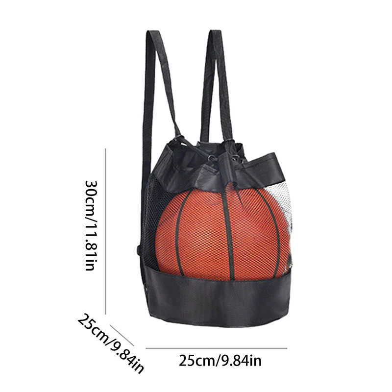 Nieuwe Draagbare Zwarte Basketbal Mesh Tas Outdoor Voetbal Voetbal Opslag Volleybal Rugzak Bal Fitness Trainingstas