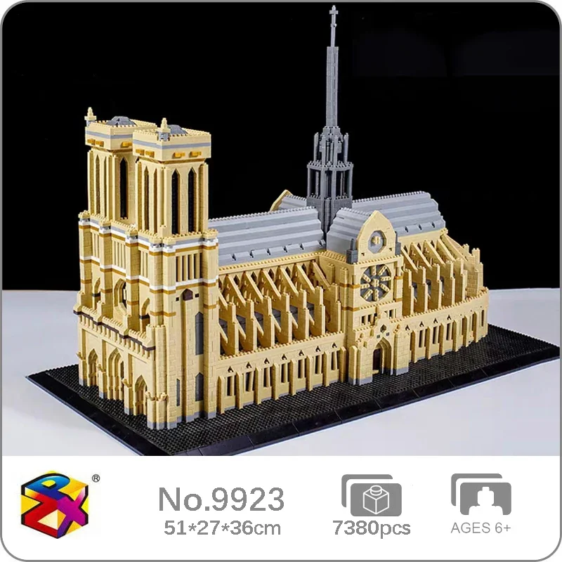 Mini Diamond Building Blocks Toy, Arquitetura Mundial, Notre Dame De Paris, Igreja Catedral, Torre do Museu, DIY, Sem Caixa, PZX 9923