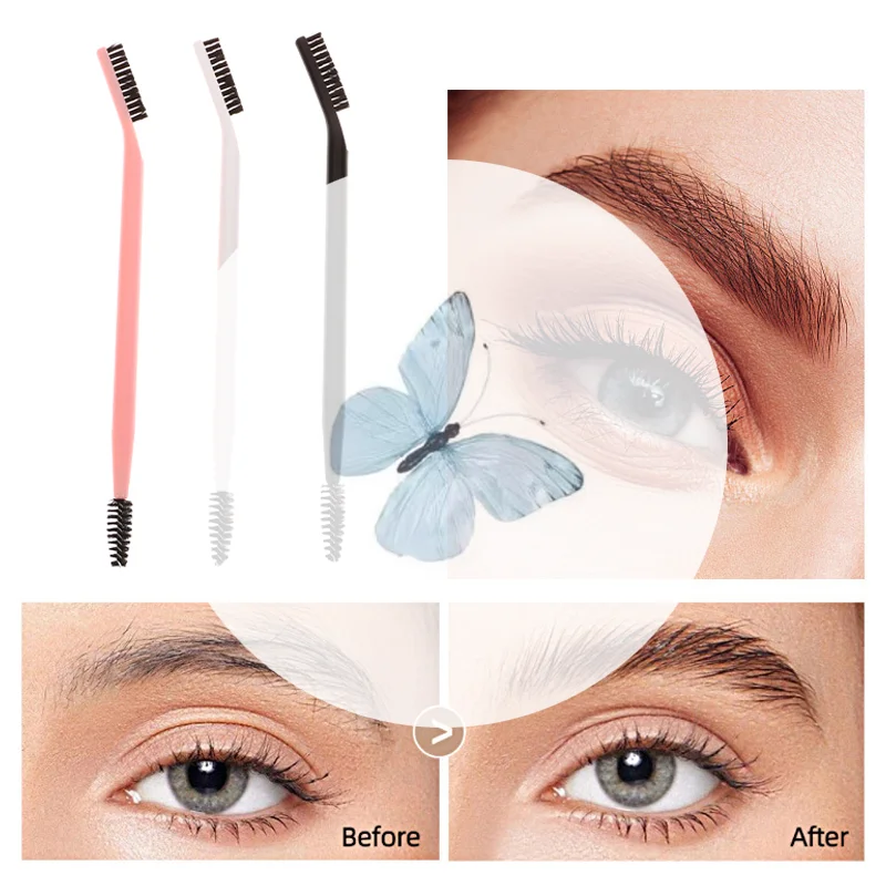 برأسين الحاجب فرشاة رمش مشط الحاجب رمش المشكل العين الحاجب فرشاة لتهيأ الحواجب قابلة لإعادة الاستخدام ماكياج أداة