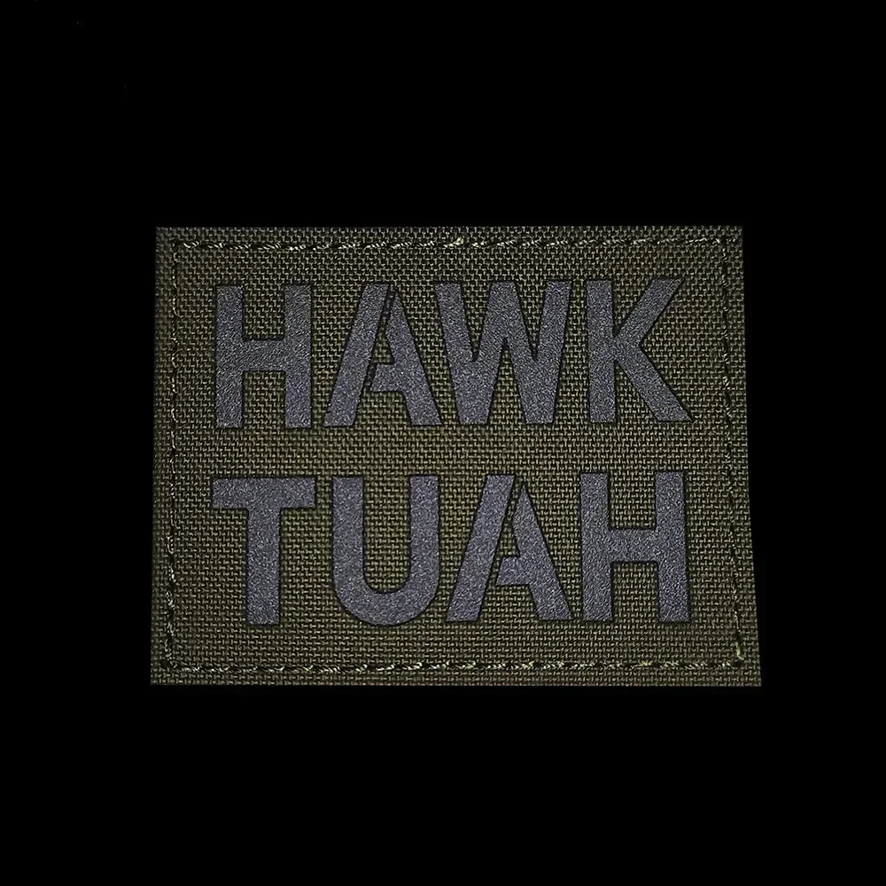 HAWK TUAH Funny Nylon Patches Reflective Tactical Armband Hook and Loop Middle Finger Morale Stickers Clothes Backpack Hat Decor