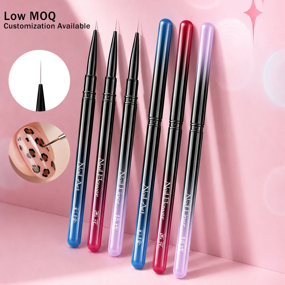 Professional Nail Art Liner Brush for Elongated Lines Striping Drawing Painting 6/9/11mm Nail Design Pen Manicure Tool