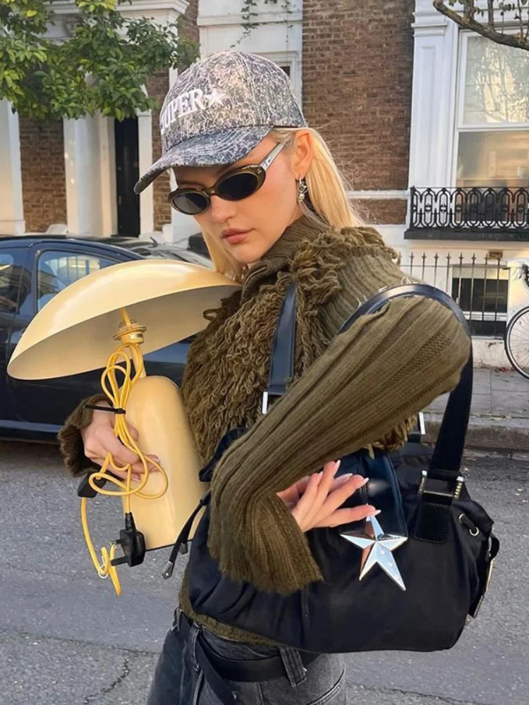 

Women Tassel Patchwork Knitted Cardigan Casual Stylish Full Sleeved Zipper Bodycon Short Jackets Lady New Daily Street Outwear