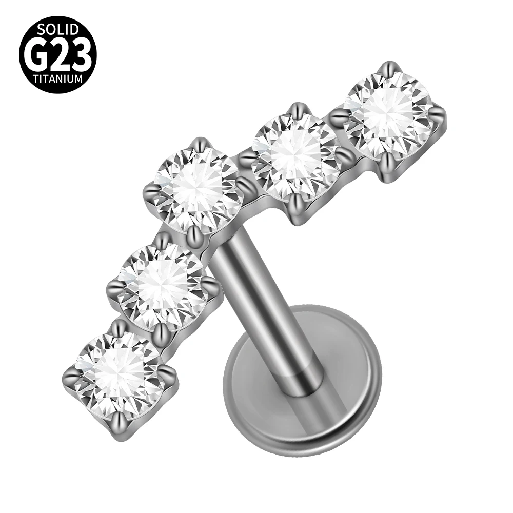 G23 Titanium Clear CZ Gem Labret & Lip Stud