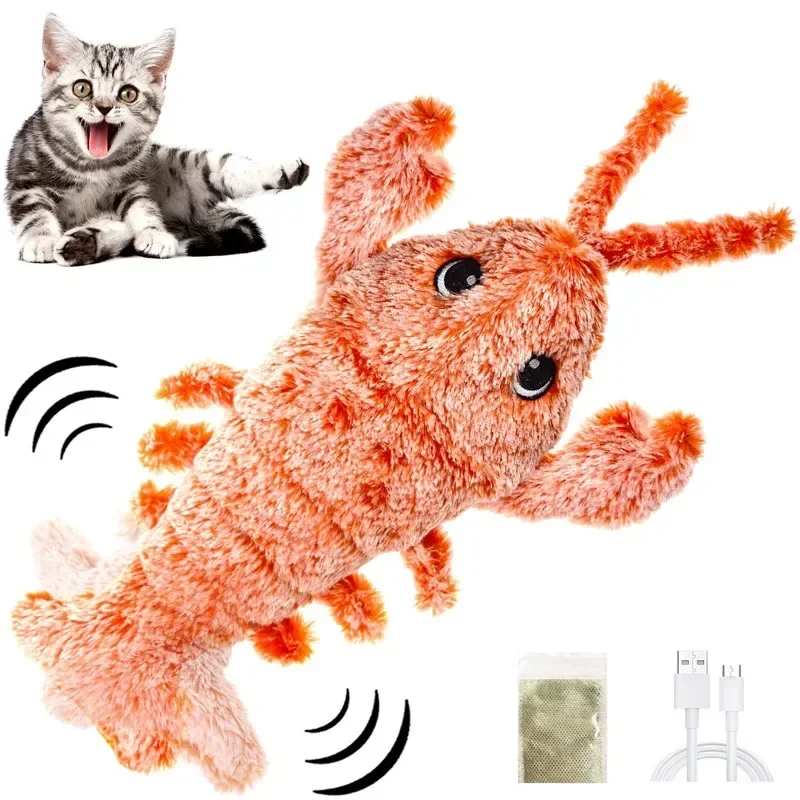 Pet Cat Toy USB Charging Simulation Electric Dancing Moving Floppy Lobster Cats Toy for Pet Toys Interactive Dog Dropshipping