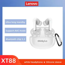 Lenovo-Bluetooth t88ケース付きワイヤレスヘッドセット,hifiミュージックデバイス,マイク付きスポーツヘッドセット,防水ヘッドセット,2022