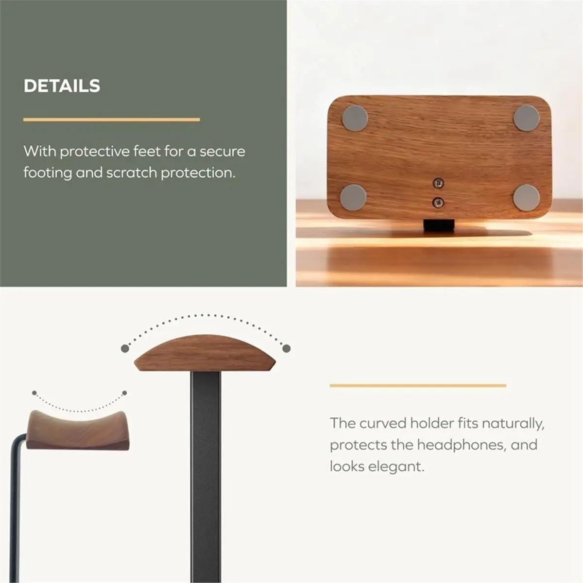 Welcome Deal-Headphone Stand, Wood Headset Stand with Storage Base, Headphones Holder for Gaming, , and Home Desk