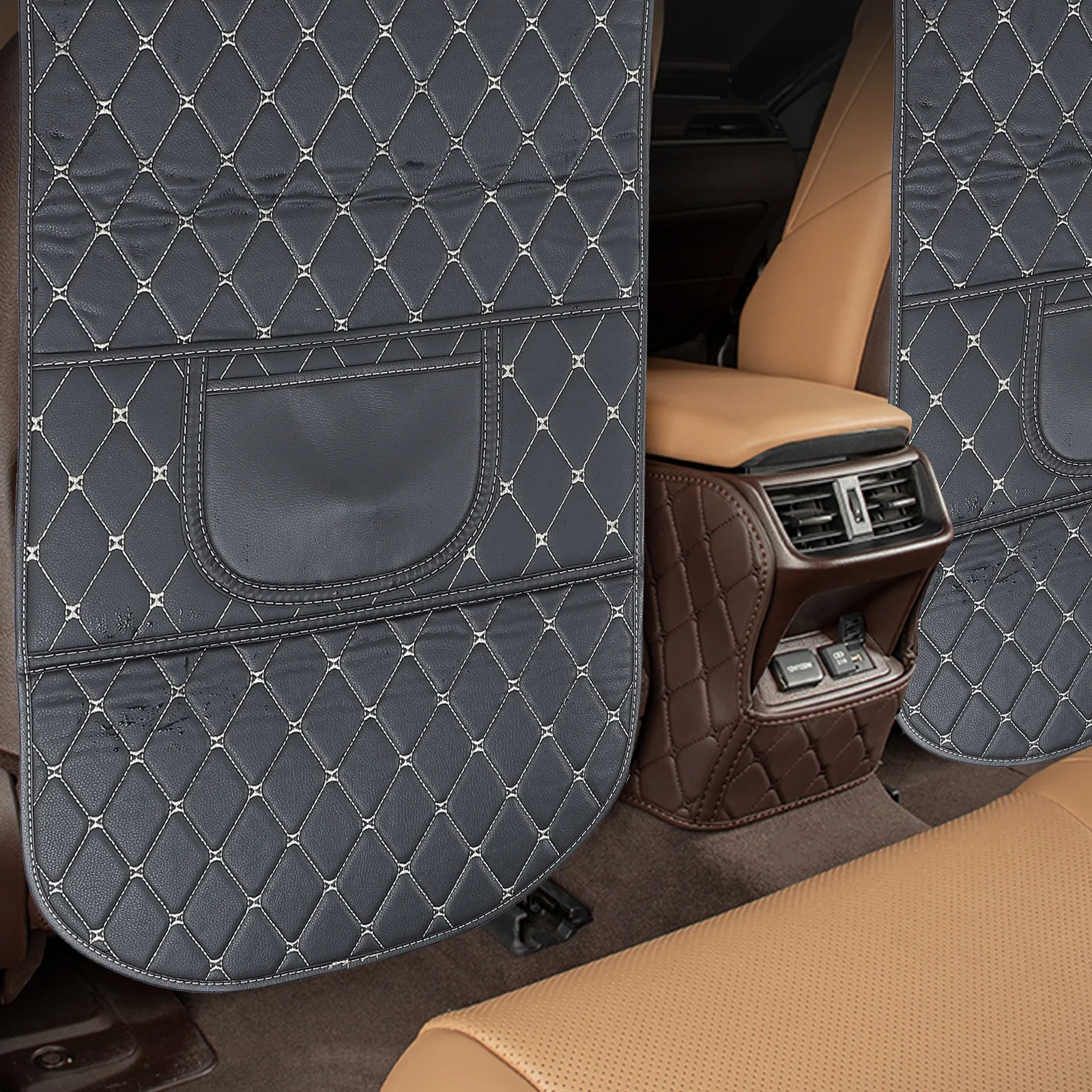 

2pcs Seat Back Cover Car Anti-Kick Pad Storage Organizer For Electronics Beverages Car Seat Protector Kick Mat Auto Interior