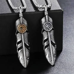 Vintage Stainless goro feather Necklace Men Women Punk Hip Hop Biker goro Pendant Chain Fashion Jewelry Gift Wholesale