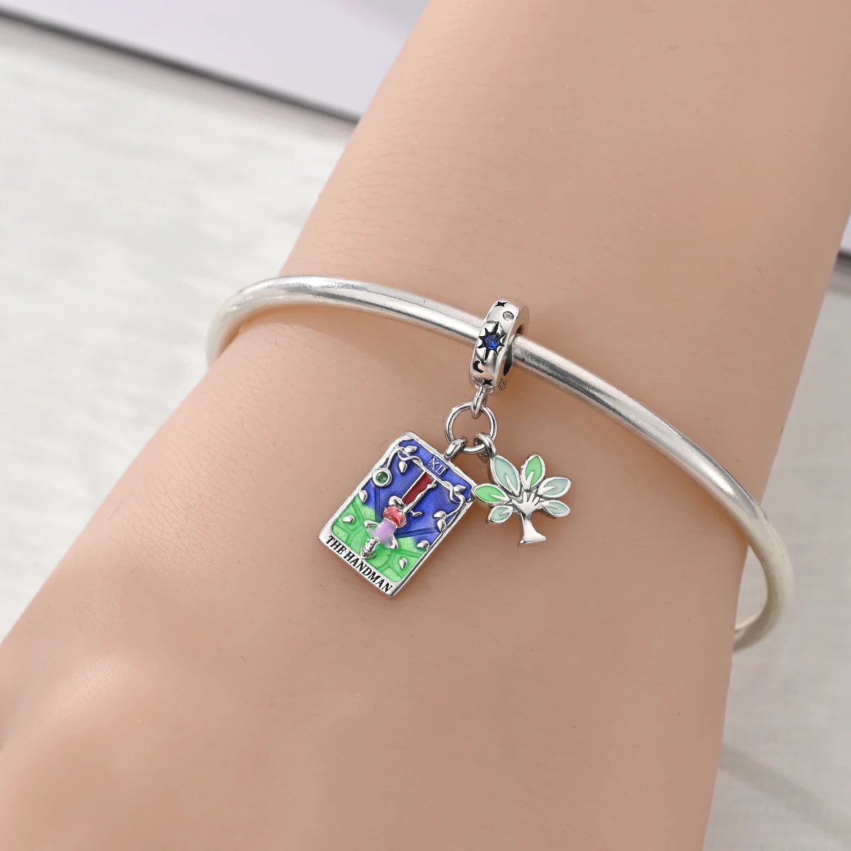 Tarot Card Divination Magic Silver Plated Beads Original Charms Fit Bracelets Bag Keychain Charms DIY Women Gift Accessory